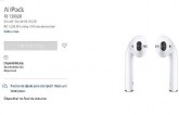 AirPods, fones de ouvido sem fio da Apple, em loja online da empresa. Foto: Reprodução/Apple.com.br